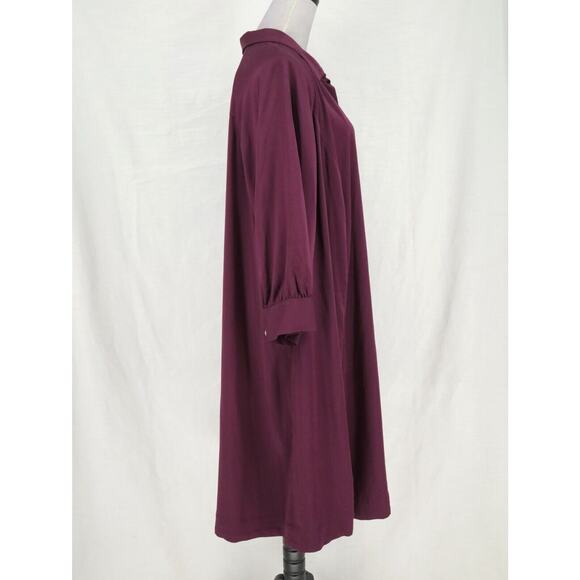 J Jill Dress Plus Size 2X Plum Eggplant Stretch Twill Back Pleats Oversized - Picture 5 of 14